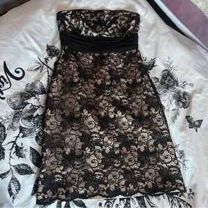 White House Black Market lace overlay midi dress • dark romantic